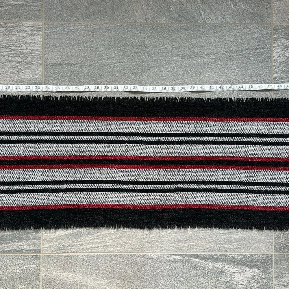 NWT Macy's x Style & Co Ultra-soft Fringe Scarf Black Red White Plaid Stripes